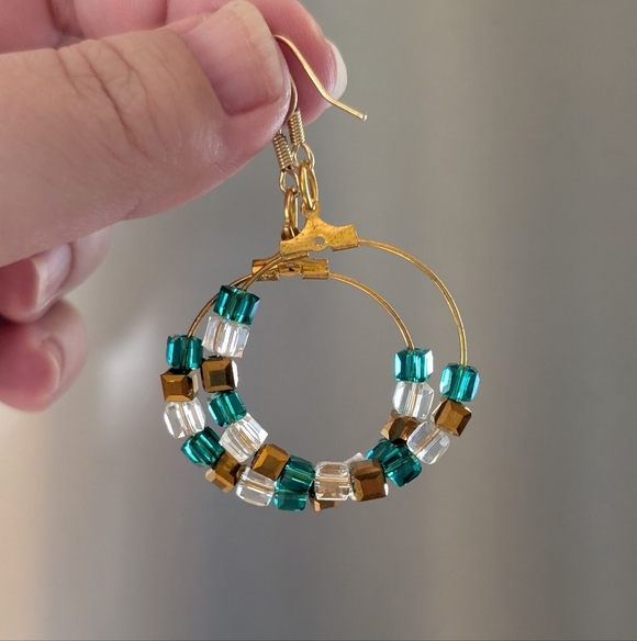 ʜᴀɴᴅᴍᴀᴅᴇ ᴍᴇᴍᴏʀʏ ᴡɪʀᴇ ʙᴇᴀᴅᴇᴅ ʙʀᴀᴄᴇʟᴇᴛ With Matching Earrings - Picture 6 of 6